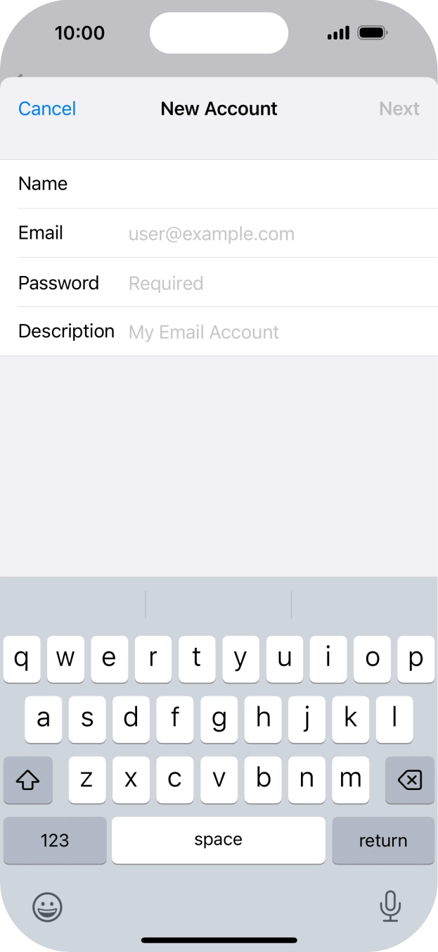 Press Email and key in your Telstra email address.