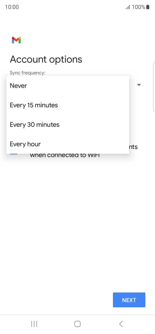 Press the required setting.