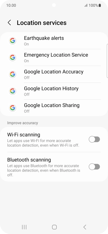 Press Google Location Accuracy.