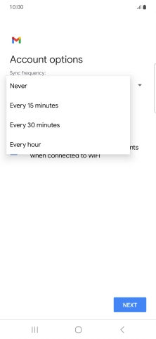 Press the required setting.