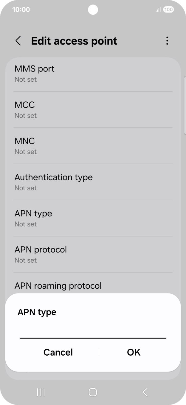 Key in default and press OK.