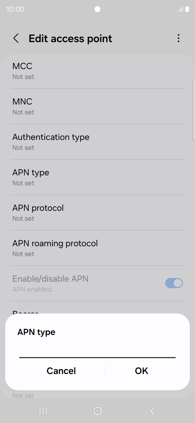 Key in default and press OK. Key in default and press OK.
