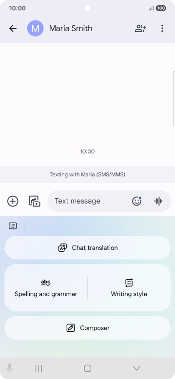 To generate a text, press Composer and follow the instructions on the screen to use the function.