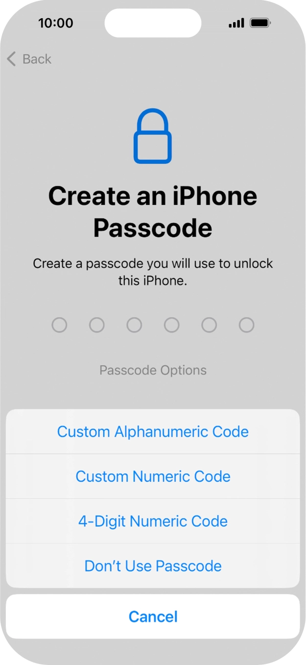 Follow the instructions on the screen to turn on use of phone lock code or press Don't Use Passcode. Follow the instructions on the screen to turn on use of phone lock code or press Don't Use Passcode.