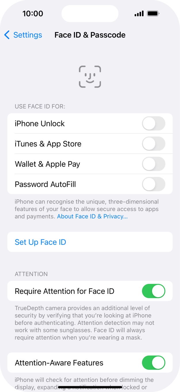 Press Set Up Face ID.