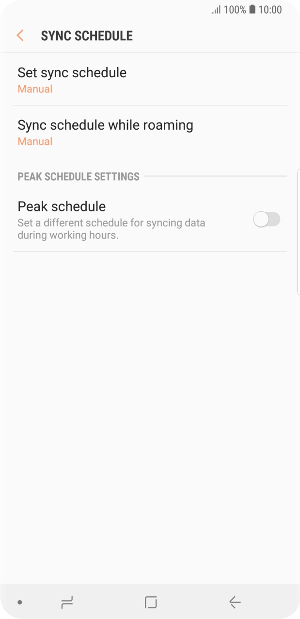 Press Set sync schedule. Press Set sync schedule.