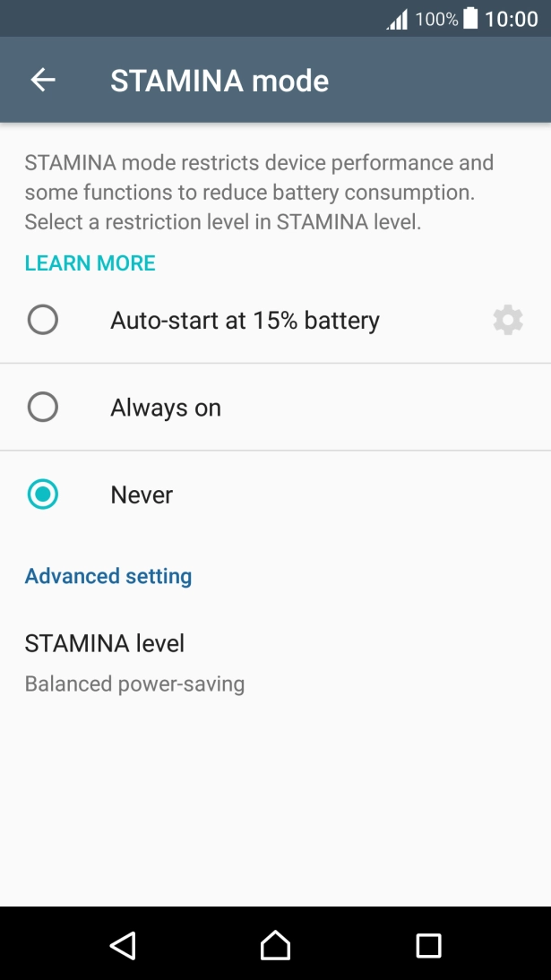 Press the required setting. Press the required setting.