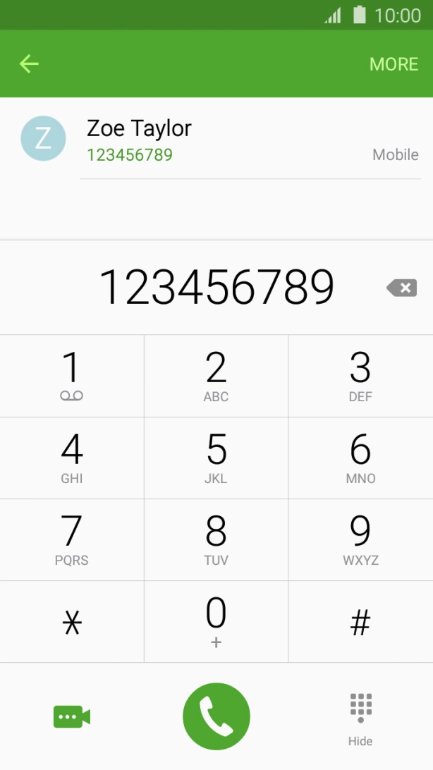 Key in the required number and press the video call icon.