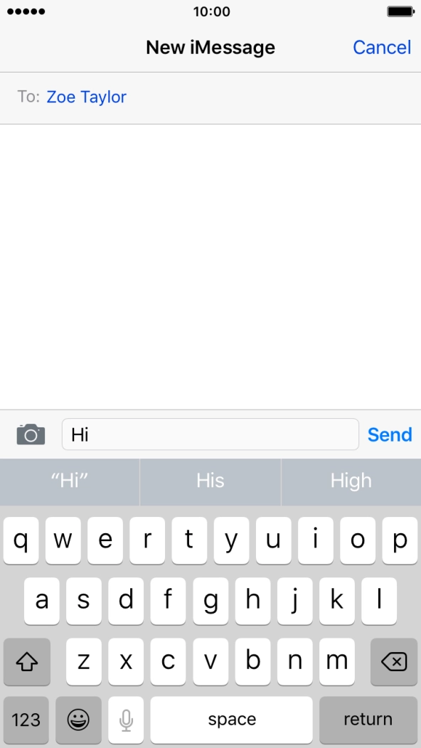 Press Send when you've written your iMessage. Press Send when you've written your iMessage.