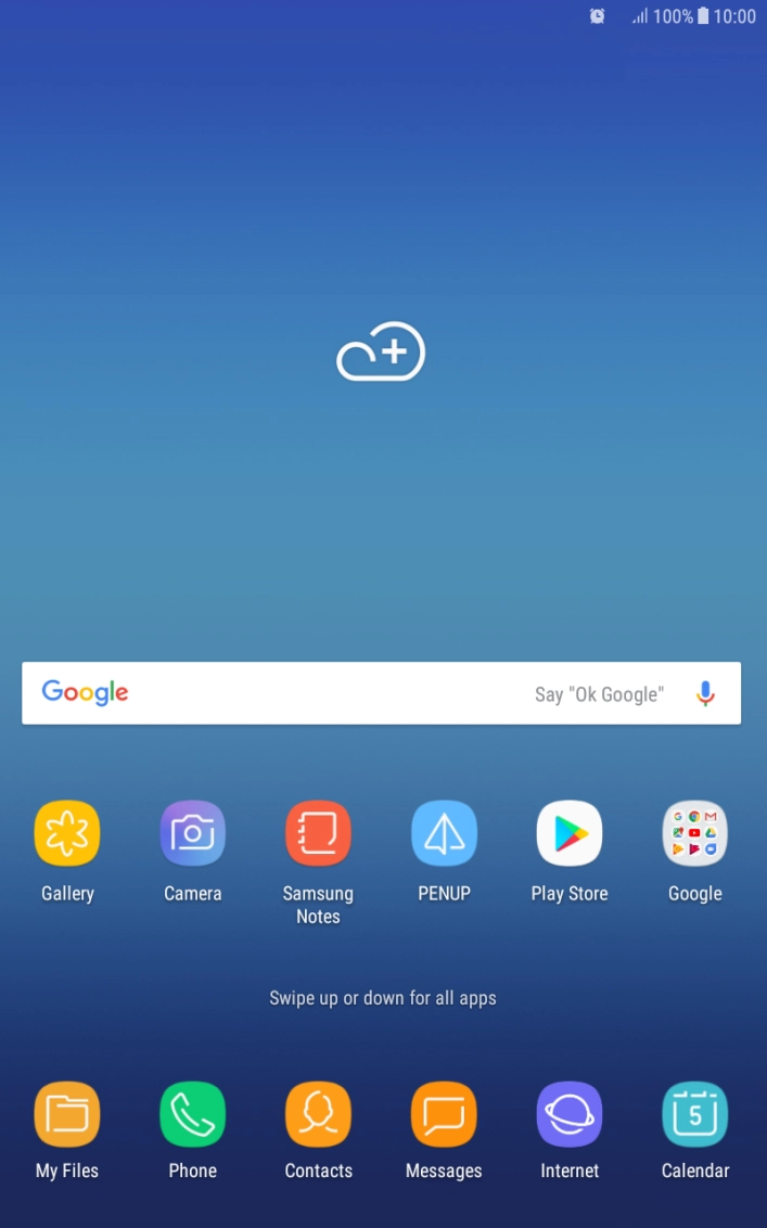 The alarm icon shows that the alarm is set.