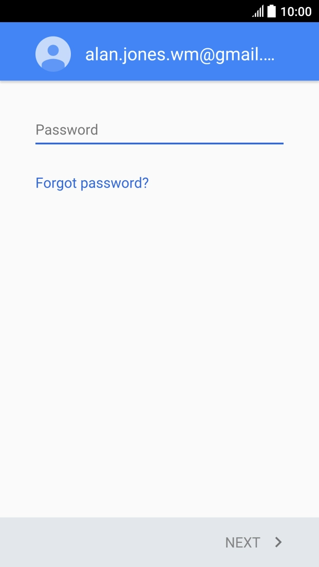 Press Password and key in the password for your Google account.