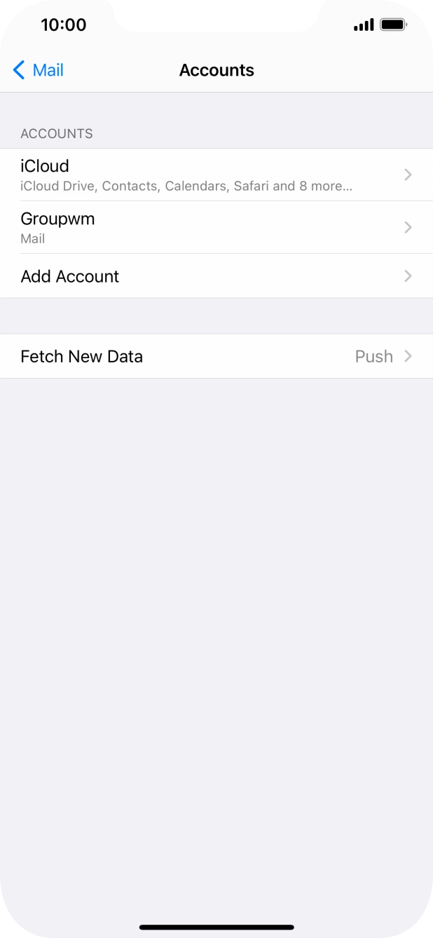 Press the name of the email account you've just set up. Press the name of the email account you've just set up.