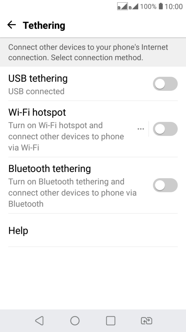 Press Wi-Fi hotspot. Press Wi-Fi hotspot.