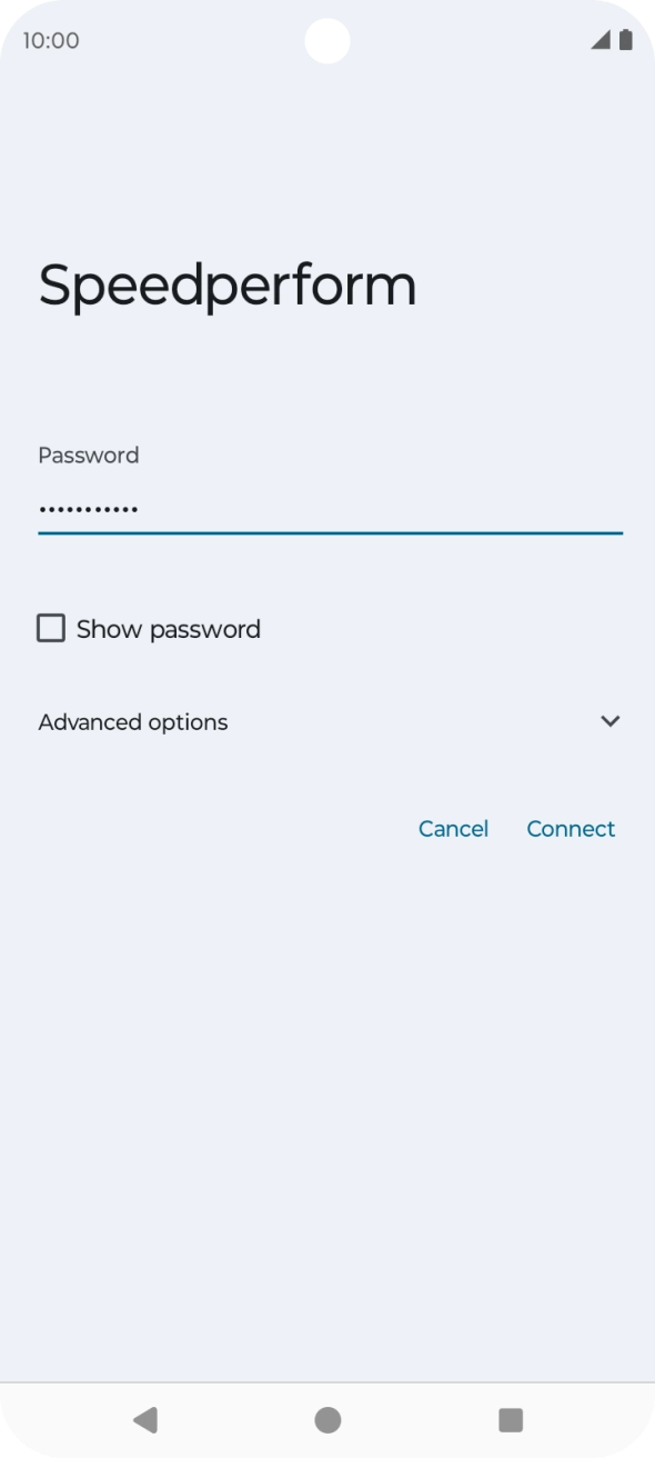 Key in the password for the Wi-Fi network and press Connect. Key in the password for the Wi-Fi network and press Connect.