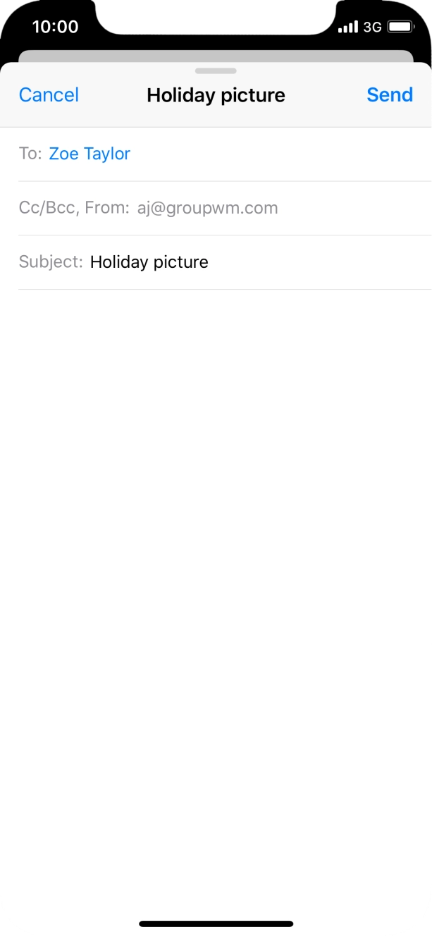 Press the text input field and write the text for your email.