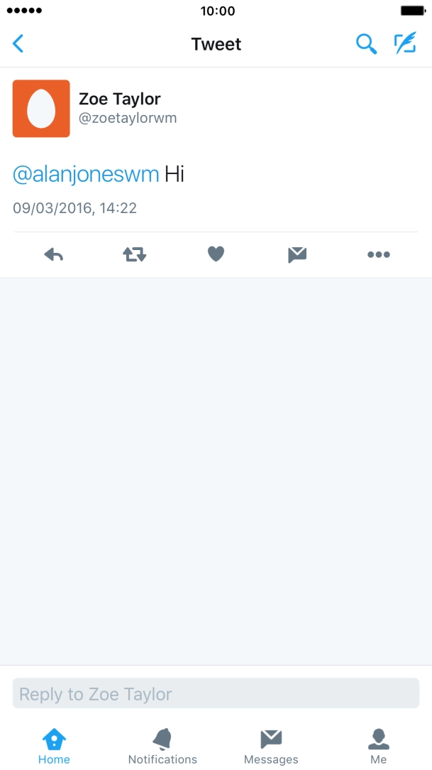 Press the reply icon. Press the reply icon.