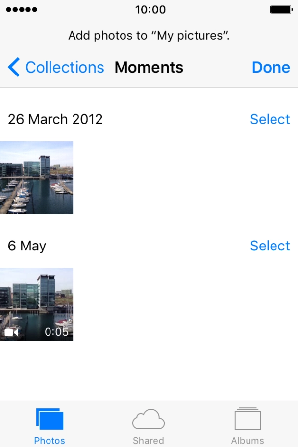 Press the required picture or video clip. Press the required picture or video clip.