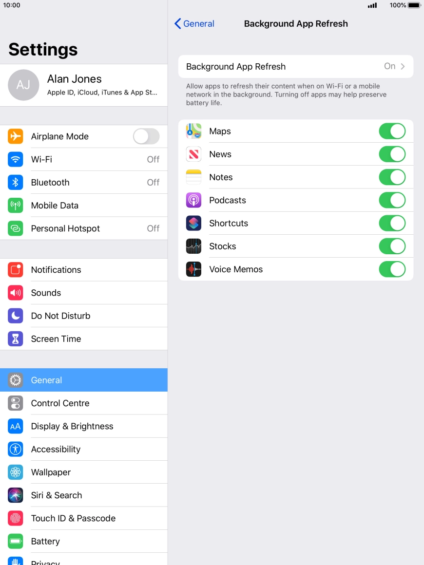 Press Background App Refresh. Press Background App Refresh.
