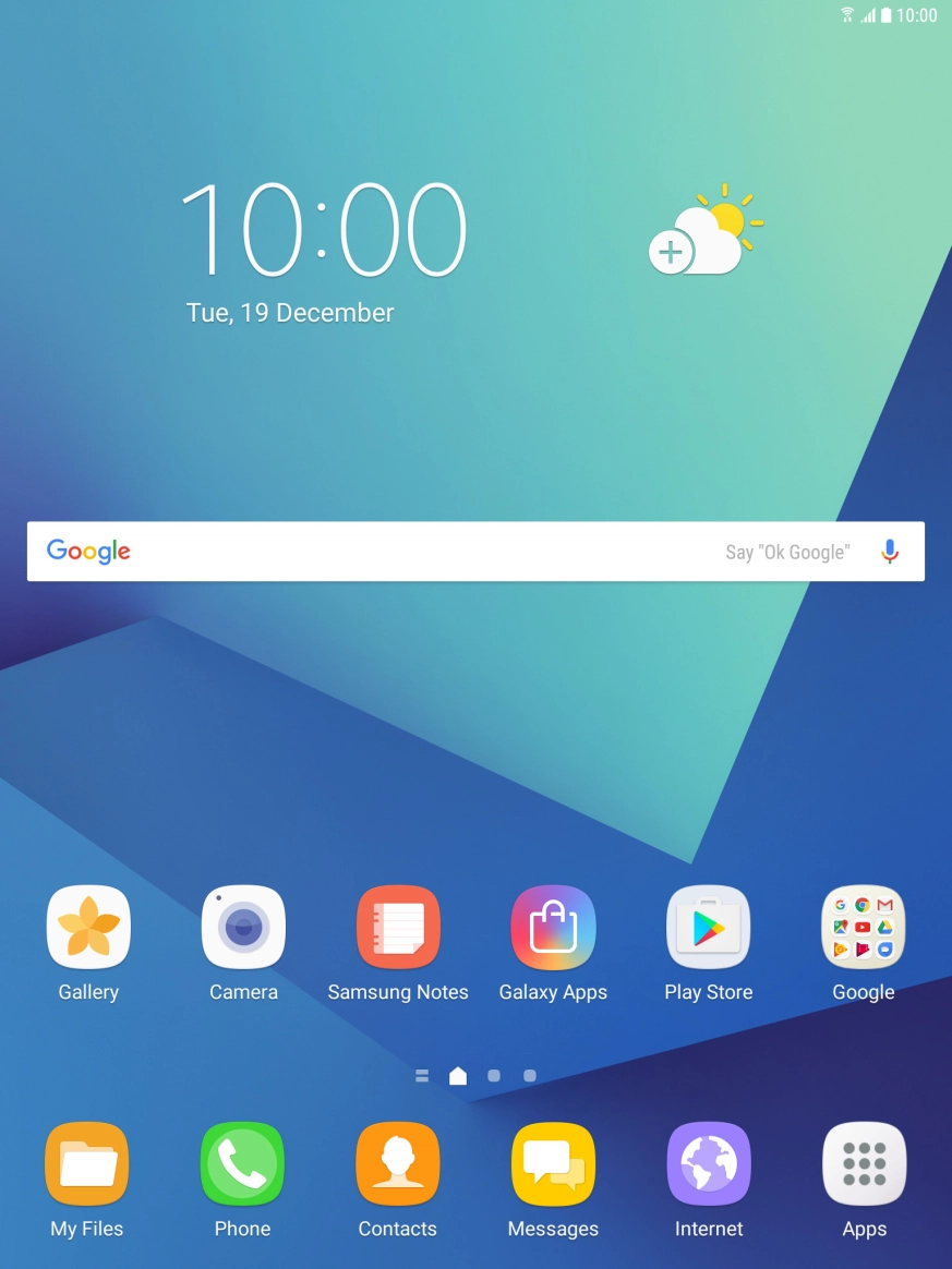 The Wi-Fi icon shows that your tablet is connected to a Wi-Fi network.