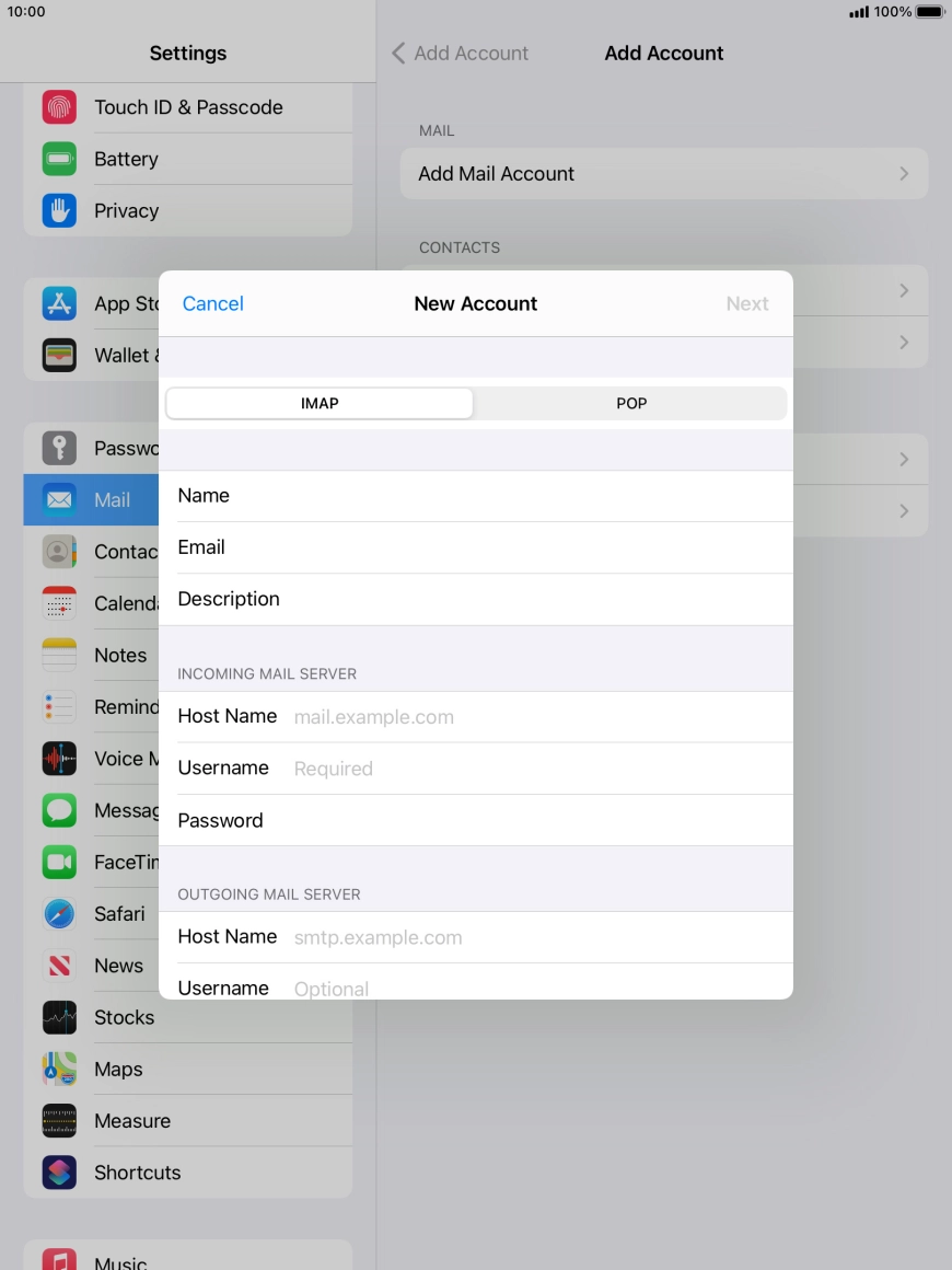 Press IMAP. Press IMAP.