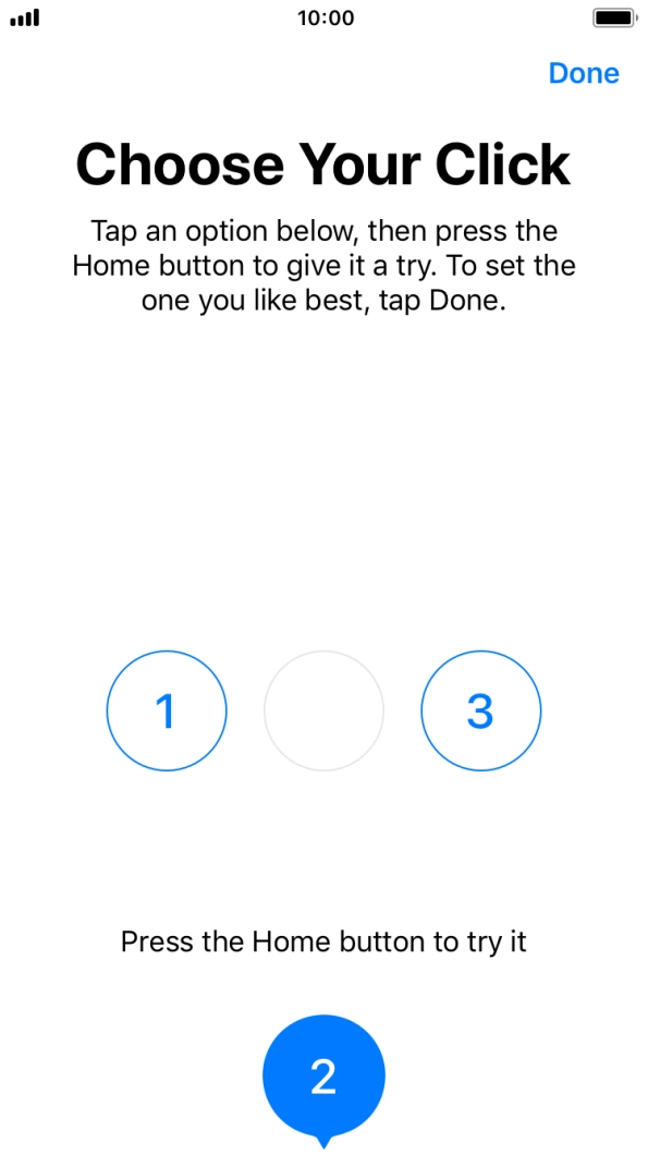 Press the required setting.