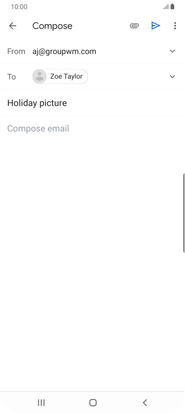Press the text input field and write the text for your email. Press the text input field and write the text for your email.