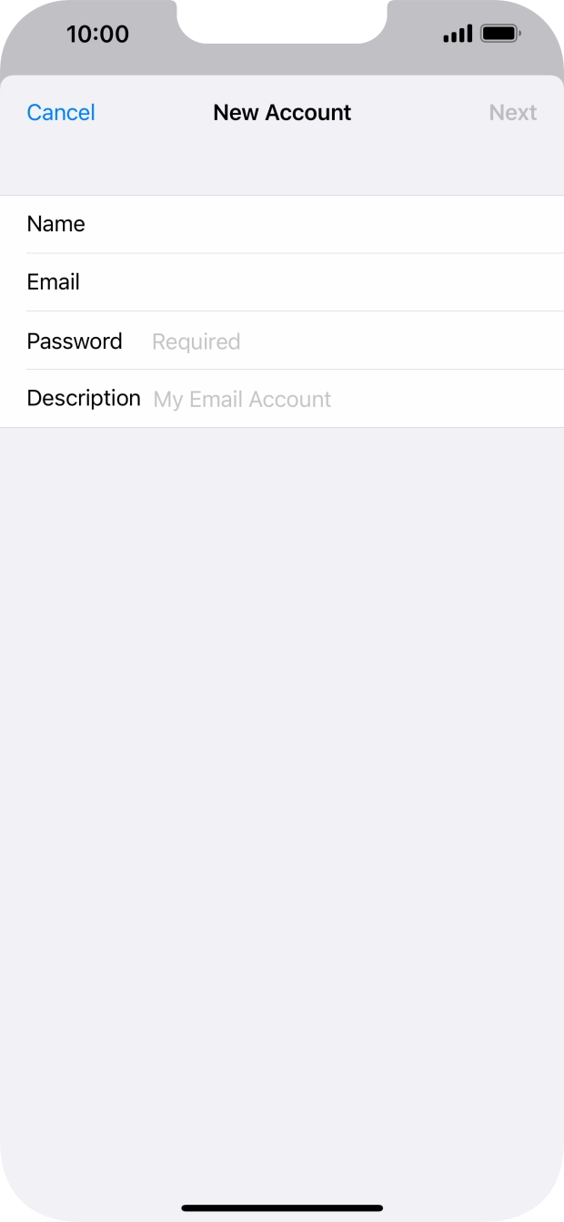 Press Password and key in the password for your email account. Press Password and key in the password for your email account.
