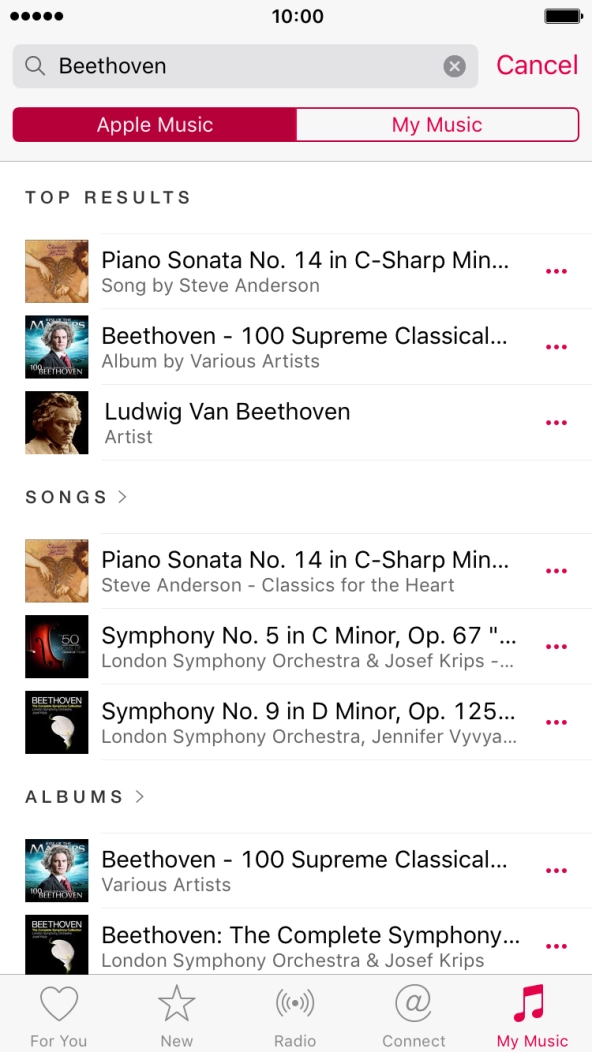 Press the dots next to the required song. Press the dots next to the required song.