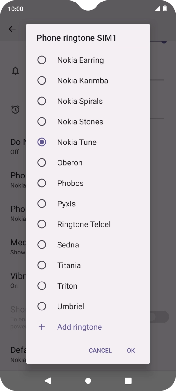 Press the different ring tones to hear them.
