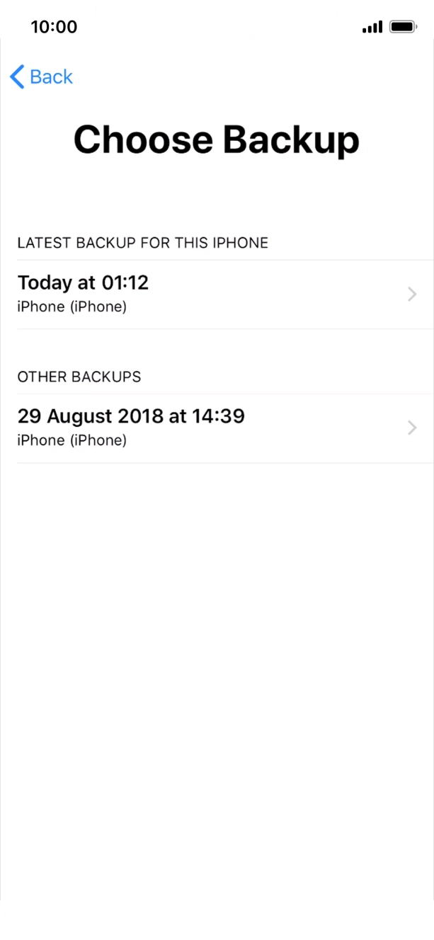 Press the required backup and your phone restores the content of the selected backup. Subsequently, follow the instructions on the screen to set up your phone and prepare it for use. Press the required backup and your phone restores the content of the selected backup. Subsequently, follow the instructions on the screen to set up your phone and prepare it for use.