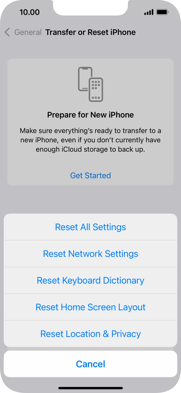 Press Reset All Settings. Press Reset All Settings.