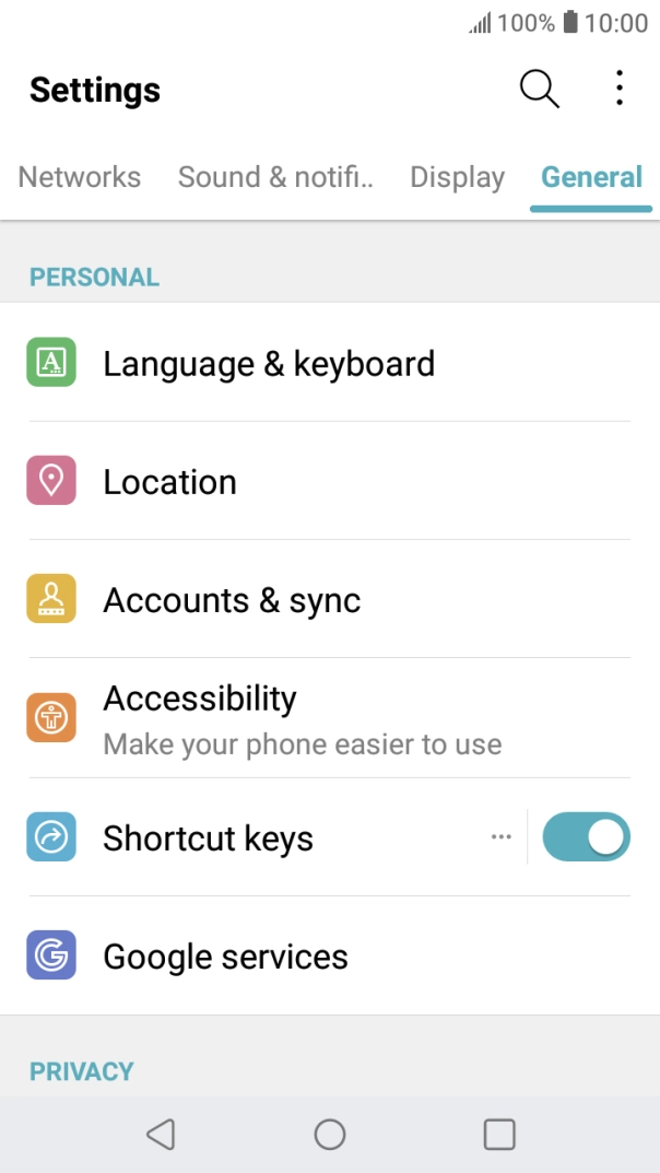 Press Accounts & sync. Press Accounts & sync.