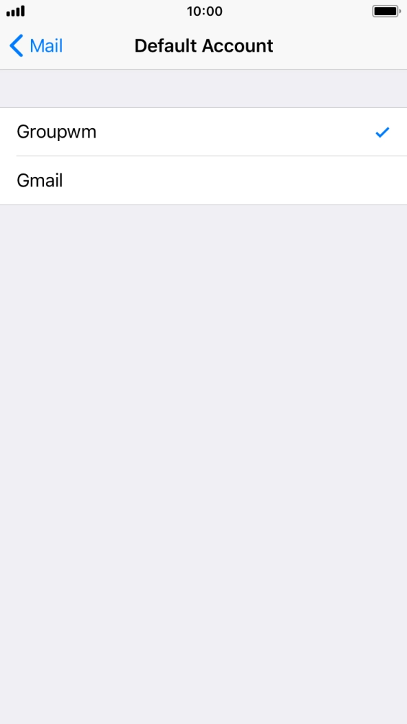 Press the required email account to select the email account as your default account. Press the required email account to select the email account as your default account.