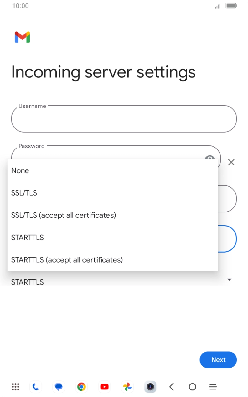 Press SSL/TLS. Press SSL/TLS.