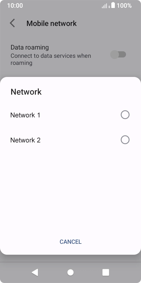 Press the required network. Press the required network.