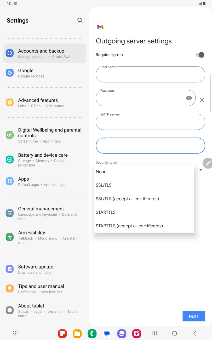 Press SSL/TLS. Press SSL/TLS.