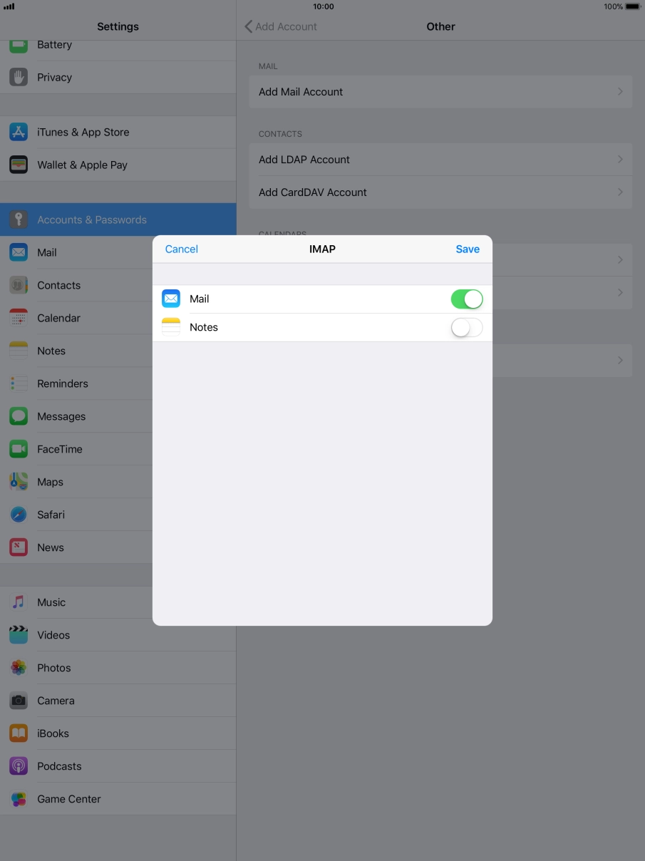 Press Save. Your email account has now been set up. To select more settings for incoming and outgoing server, proceed with the following steps. Press Save. Your email account has now been set up. To select more settings for incoming and outgoing server, proceed with the following steps.