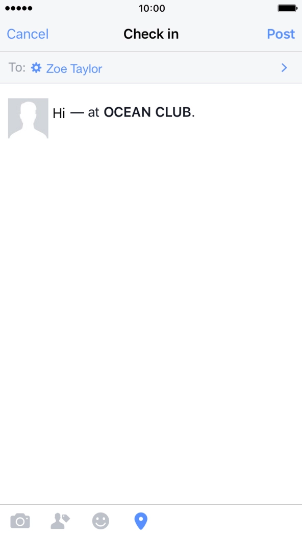 Write the required text and press Post.