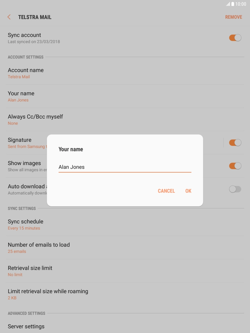 Key in the required sender name and press OK. Key in the required sender name and press OK.