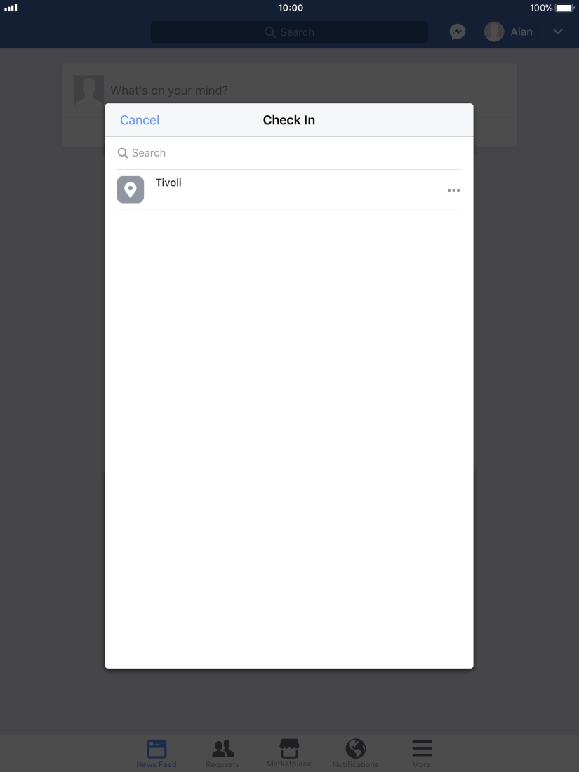 Press the search field. Press the search field.