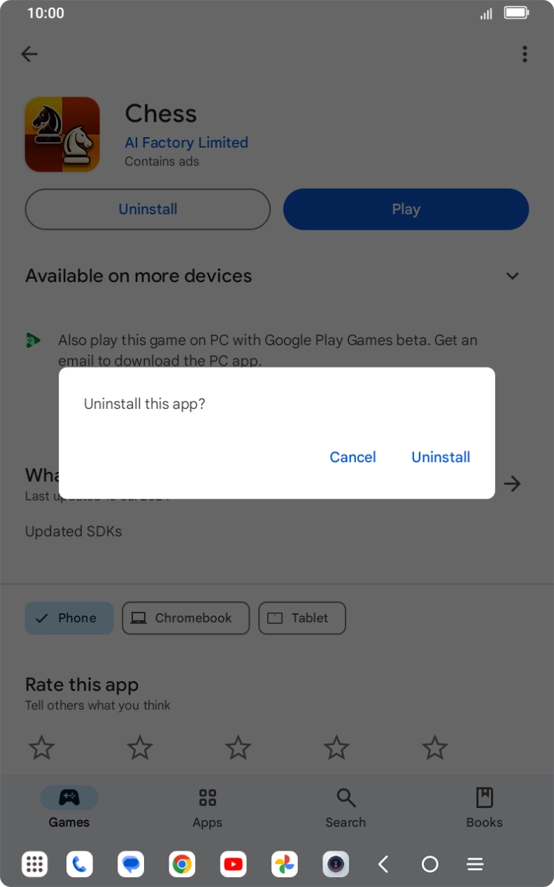 Press Uninstall.