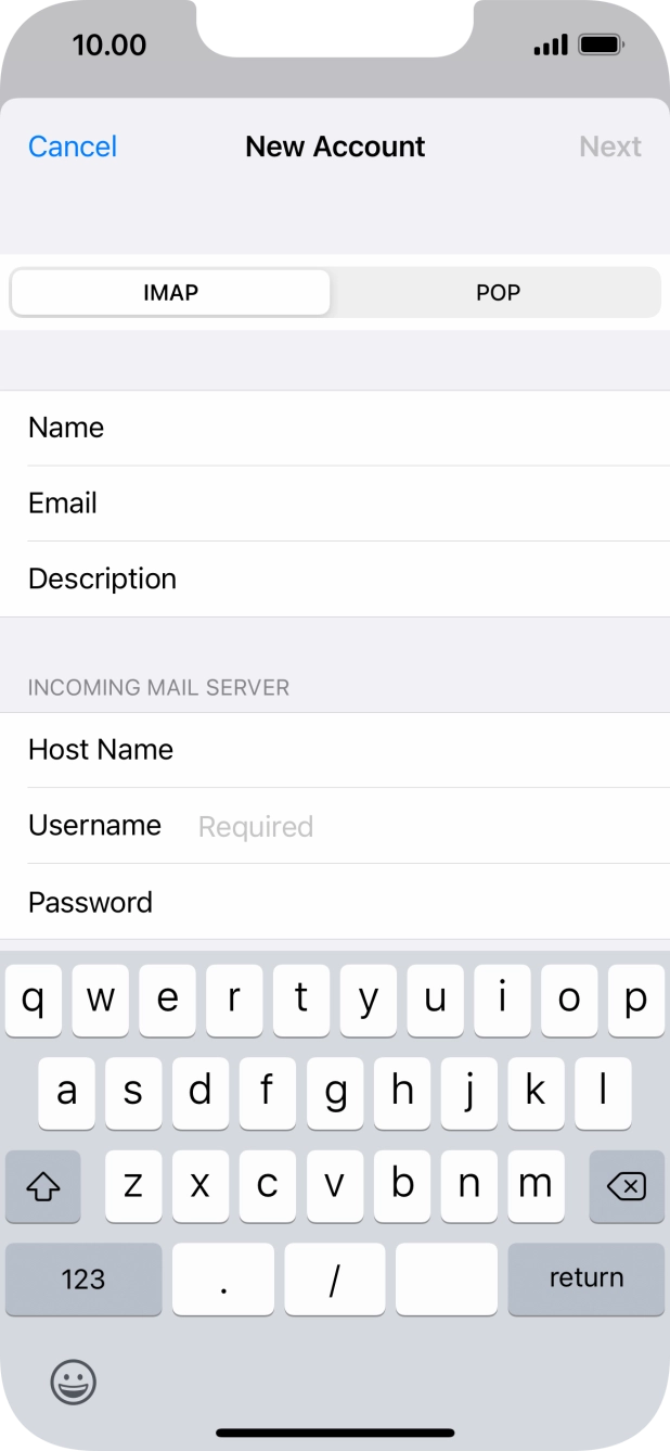 Press Username and key in the username for your Telstra email account. Press Username and key in the username for your Telstra email account.