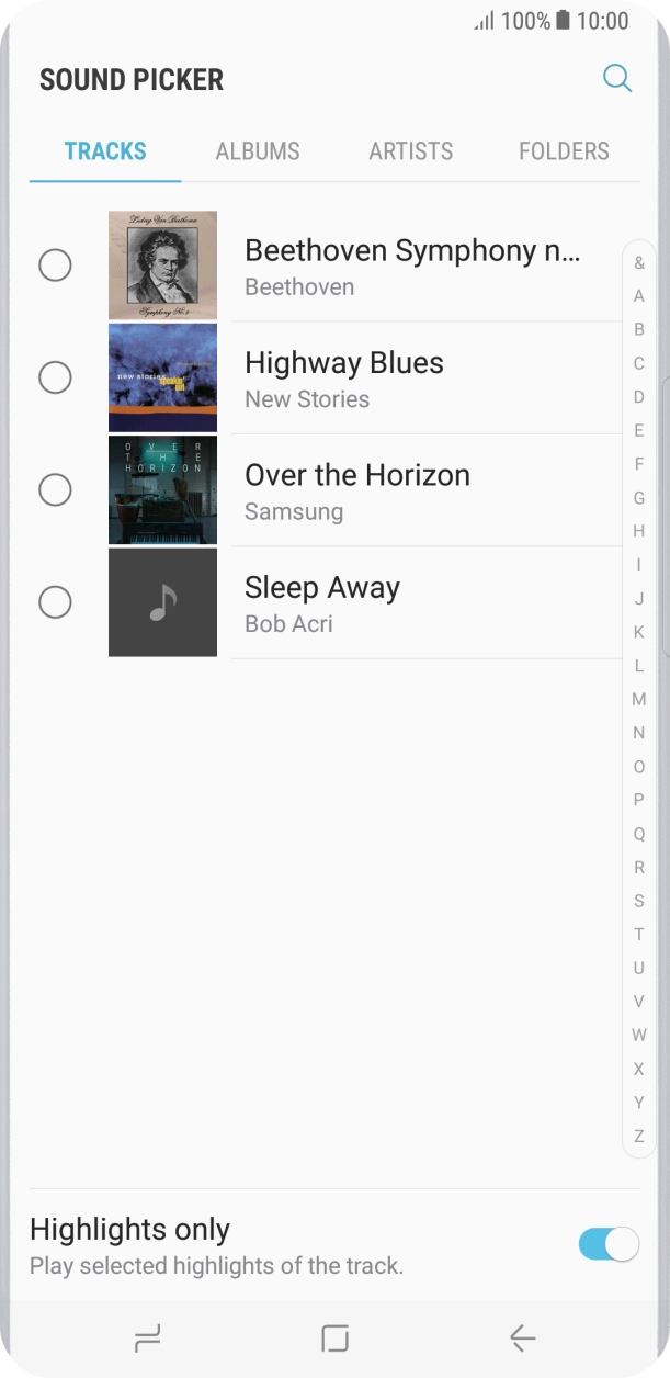 Press the different ring tones to hear them.