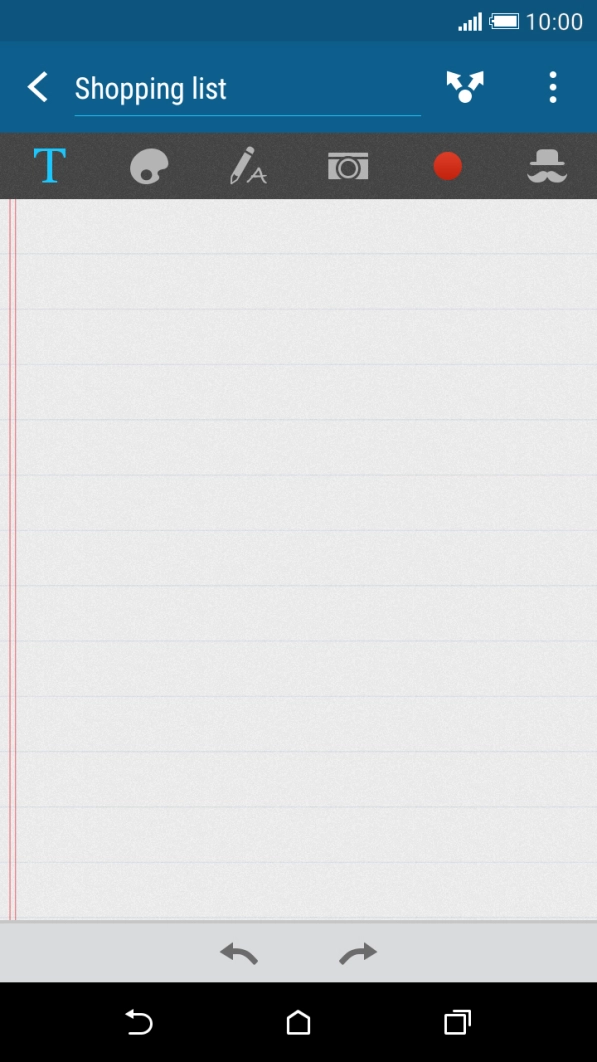 Press the text input field and write the text for your note.
