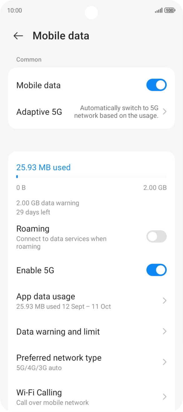 Press App data usage.