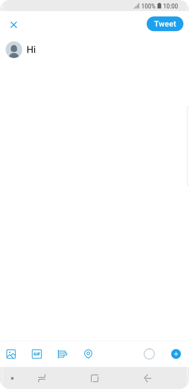 Write the required text and press Tweet. Write the required text and press Tweet.