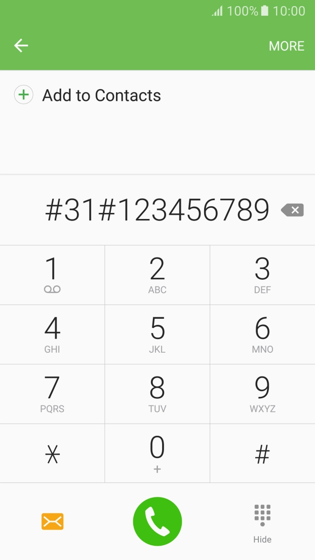 Key in #31# followed by the required number, e.g. #31#012345678 and press the call icon. Key in #31# followed by the required number, e.g. #31#012345678 and press the call icon.