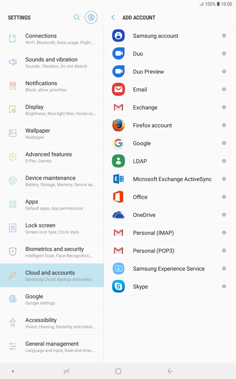 Press Microsoft Exchange ActiveSync. Press Microsoft Exchange ActiveSync.