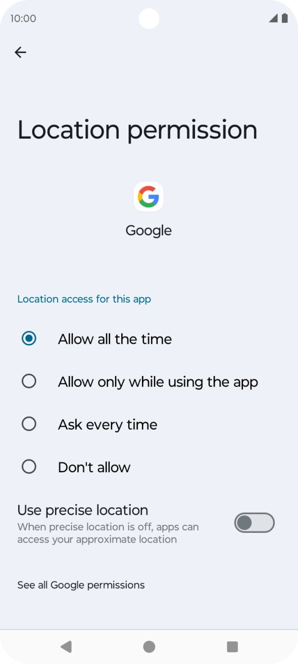 Press the required setting to turn the function on or off.
