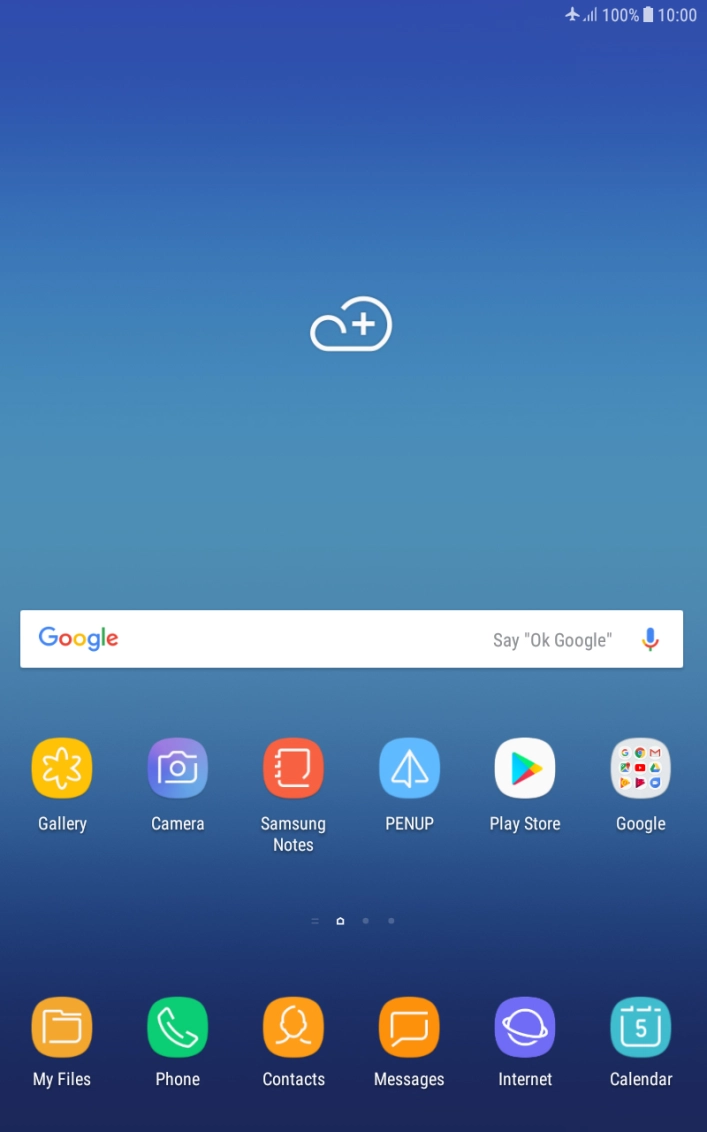 The flight mode icon shows that flight mode is turned on.